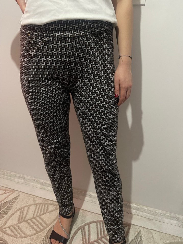 Gri Desenli Kadın Kumaş Pantolon - Görsel 3