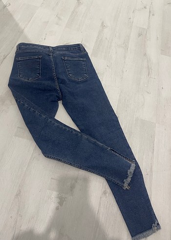 Kadın Mavi Denim Midi Kot Pantolon - Görsel 4
