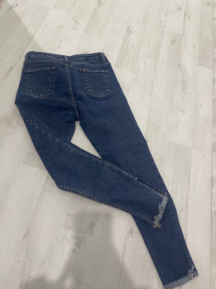 Kadın Mavi Denim Midi Kot Pantolon - Görsel 4