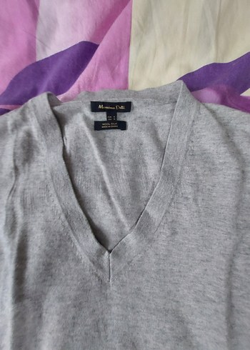 Gri V Yaka Kadın Triko Kazak - Görsel 2