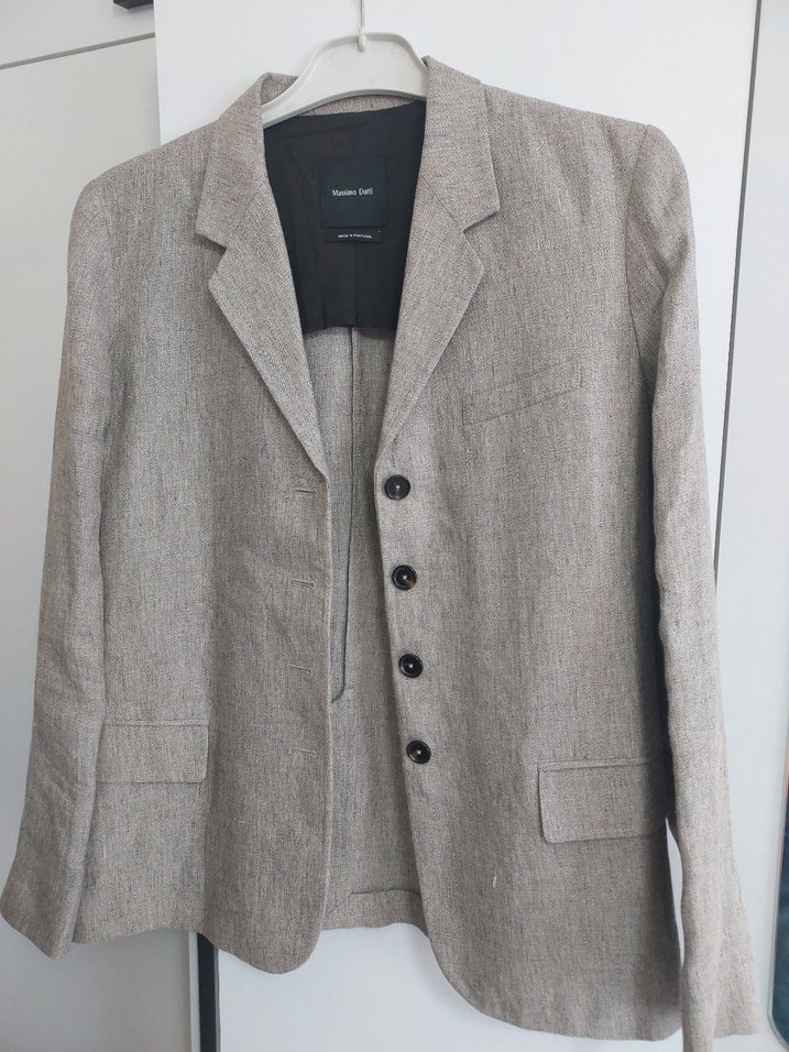 Massimo Dutti Bej Keten Kadın Blazer Ceket - Görsel 2