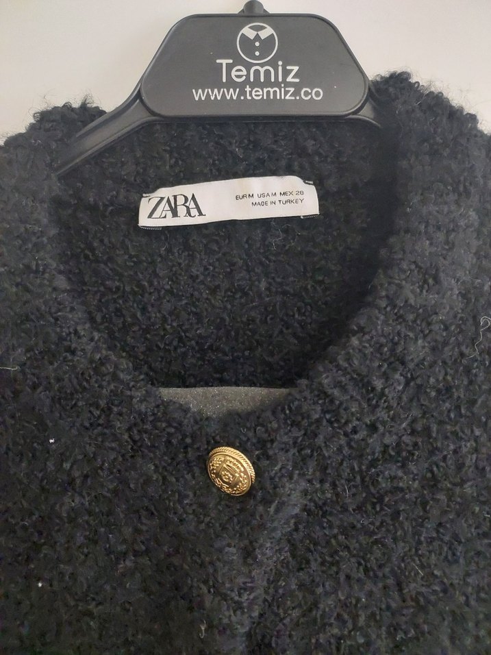 Zara Düğmeli Siyah Mini Kadın Hırka - Görsel 2