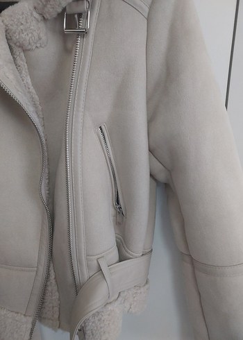 Stradivarius Kürklü Süet Kısa Kadın Ceket - Görsel 3