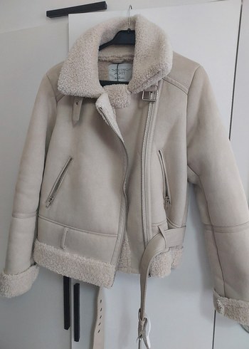 Stradivarius Kürklü Süet Kısa Kadın Ceket - Görsel 5