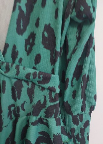 La Sarta ibera Kadın Yeşil V Yakalı Uzun Kollu Tulum - Görsel 3