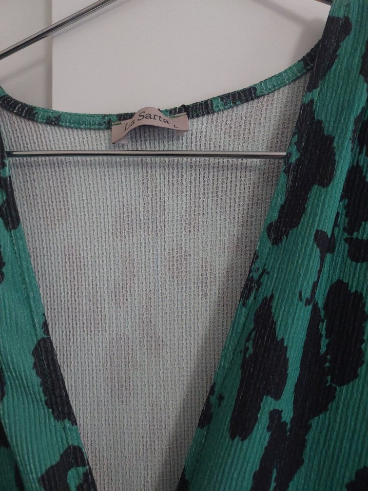 La Sarta ibera Kadın Yeşil V Yakalı Uzun Kollu Tulum - Görsel 2