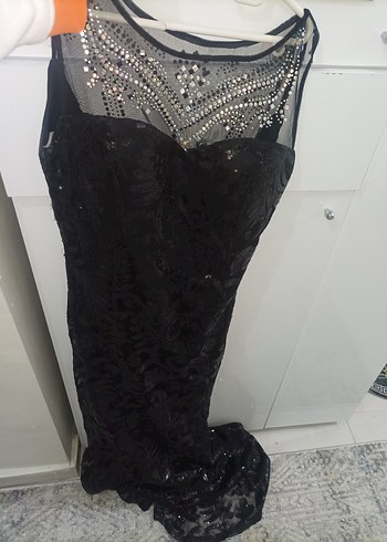 Payetli Siyah Uzun Abiye Elbise - Görsel 6