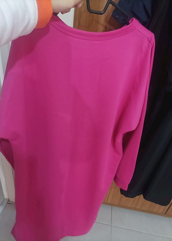 Pembe Uzun Kollu Baskılı Sweatshirt Elbise - Görsel 3