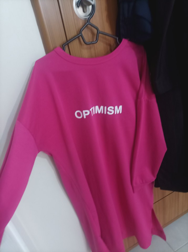 Pembe Uzun Kollu Baskılı Sweatshirt Elbise - Görsel 2