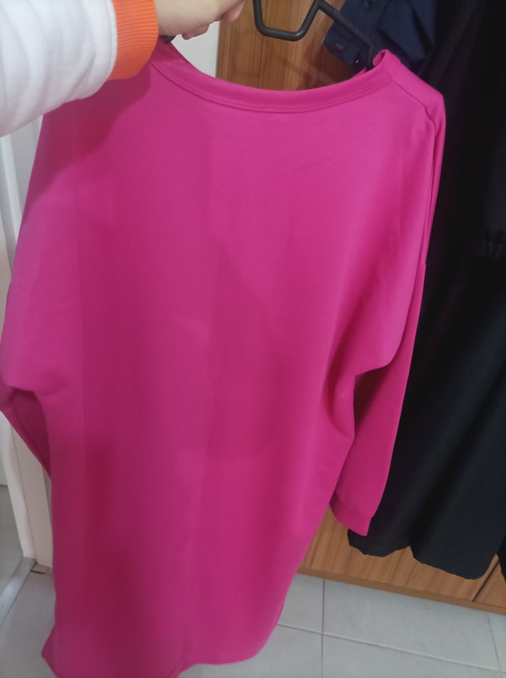Pembe Uzun Kollu Baskılı Sweatshirt Elbise - Görsel 3