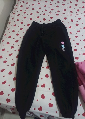 Düğmeli Siyah Baskılı Kadın Eşofman Altı L beden - Görsel 2