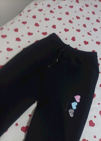 Düğmeli Siyah Baskılı Kadın Eşofman Altı L beden - Görsel 3