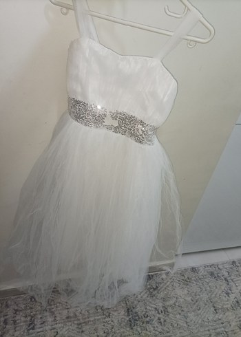 Beyaz Mini Straplez Gelinlik 12 yaş - Görsel 3