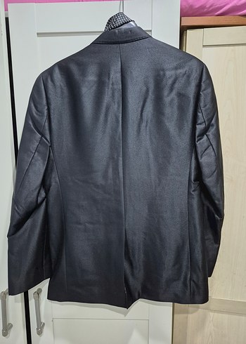 Siyah parlak kumaşlı takım 50beden - Görsel 2