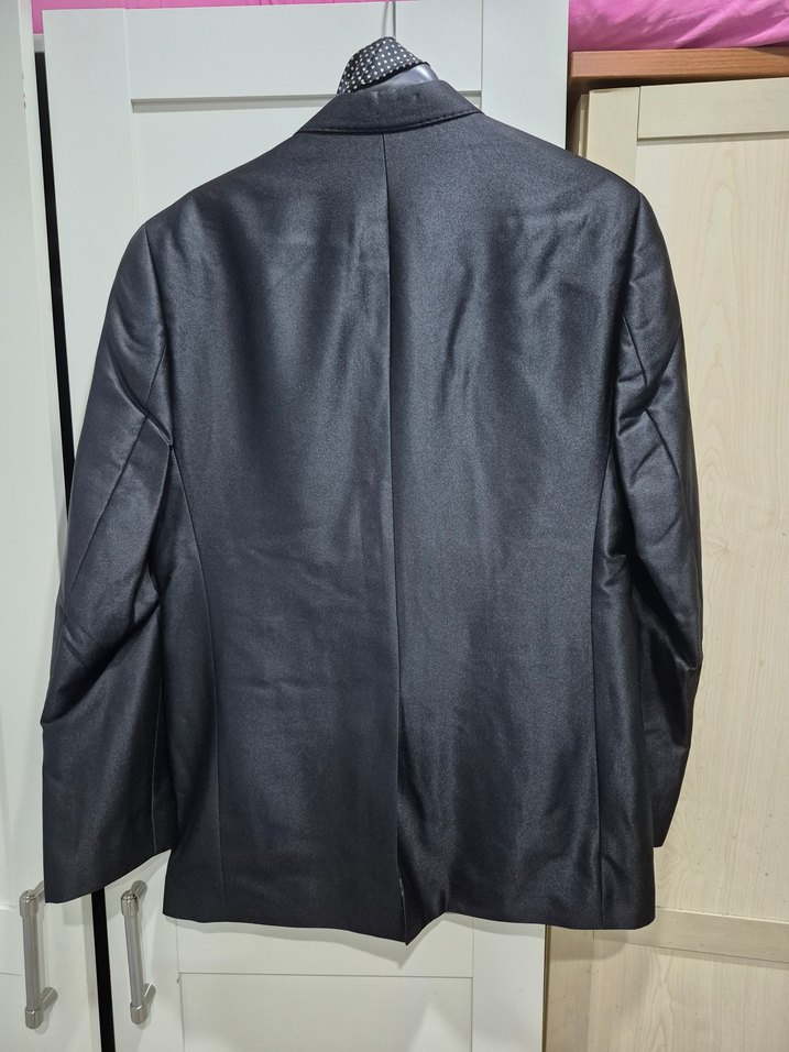 Siyah parlak kumaşlı takım 50beden - Görsel 2