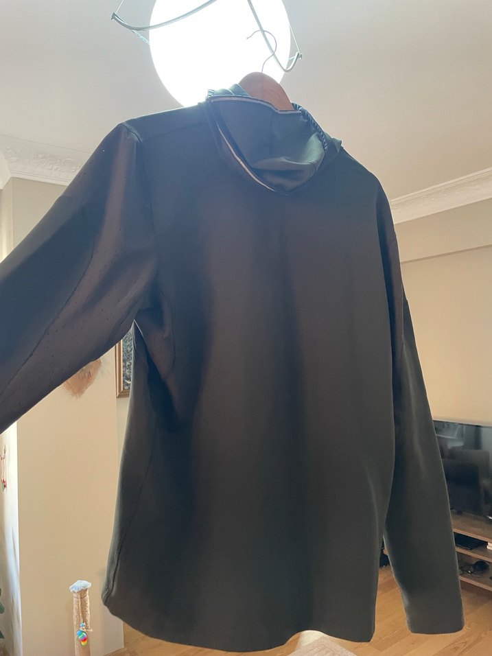 Erkek Haki Fermuarlı Yüksek Yakalı Sweatshirt - Görsel 2