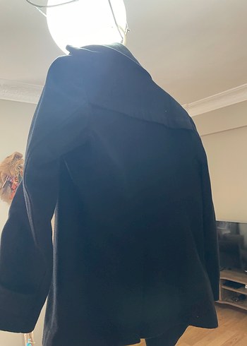 Düğmeli Siyah Erkek Yün Kaban - Görsel 3