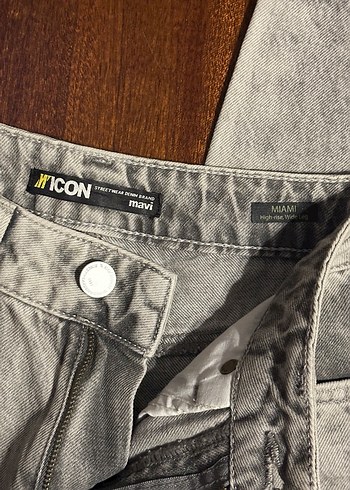 Mavi Icon yüksek bel geniş paça jean - Görsel 2