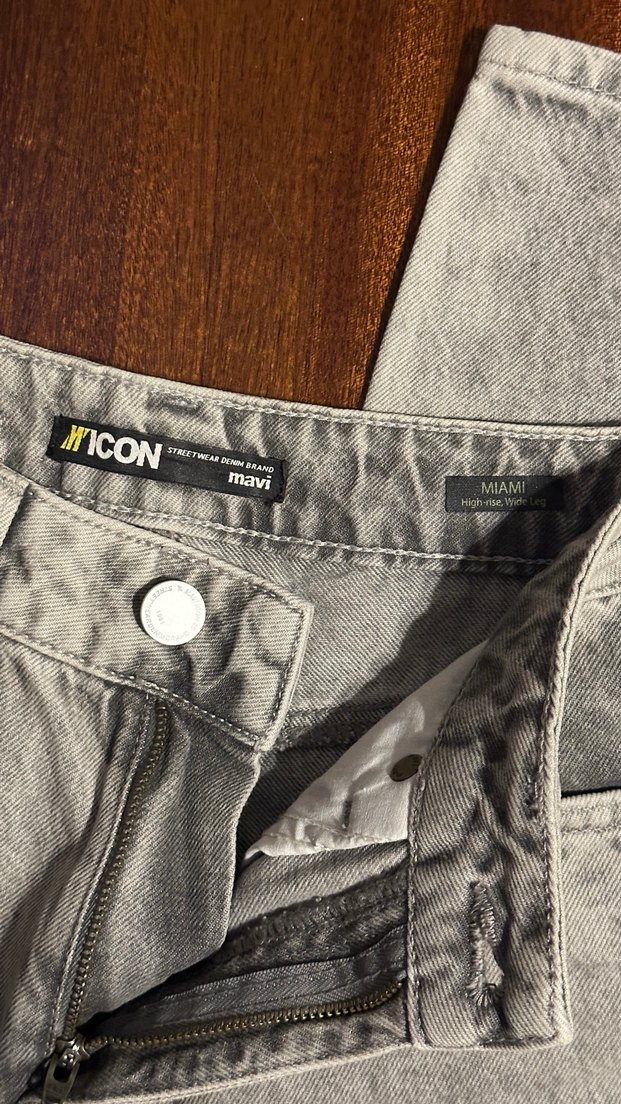 Mavi Icon yüksek bel geniş paça jean - Görsel 2