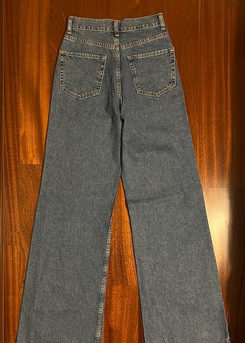 Vintage yüksek bel geniş paça jean - Görsel 3