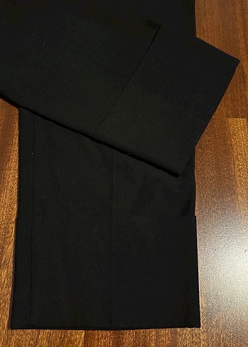 Zara geniş kesim midi siyah kumaş pantolon - Görsel 2