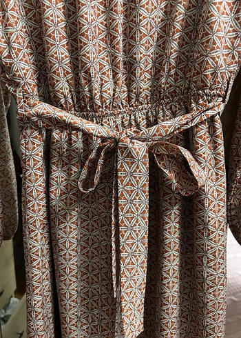 Bej Bağcıklı Bohem Kadın Midi Elbise - Görsel 2