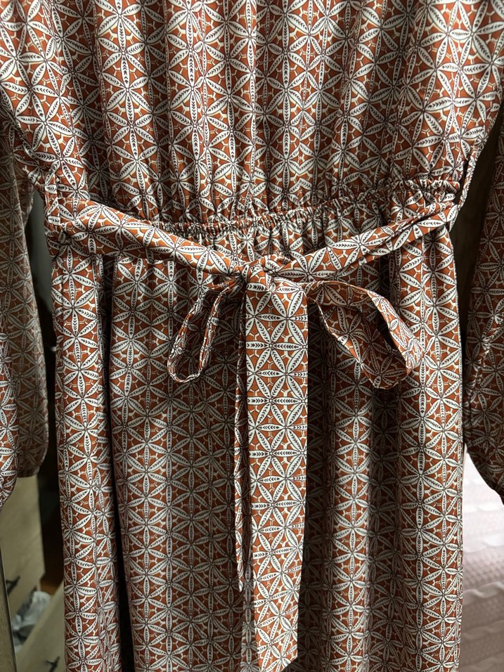 Bej Bağcıklı Bohem Kadın Midi Elbise - Görsel 2