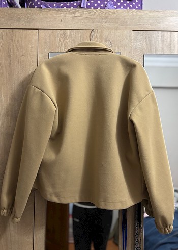 Düğmeli Bej Mini Kadın Ceket - Görsel 2