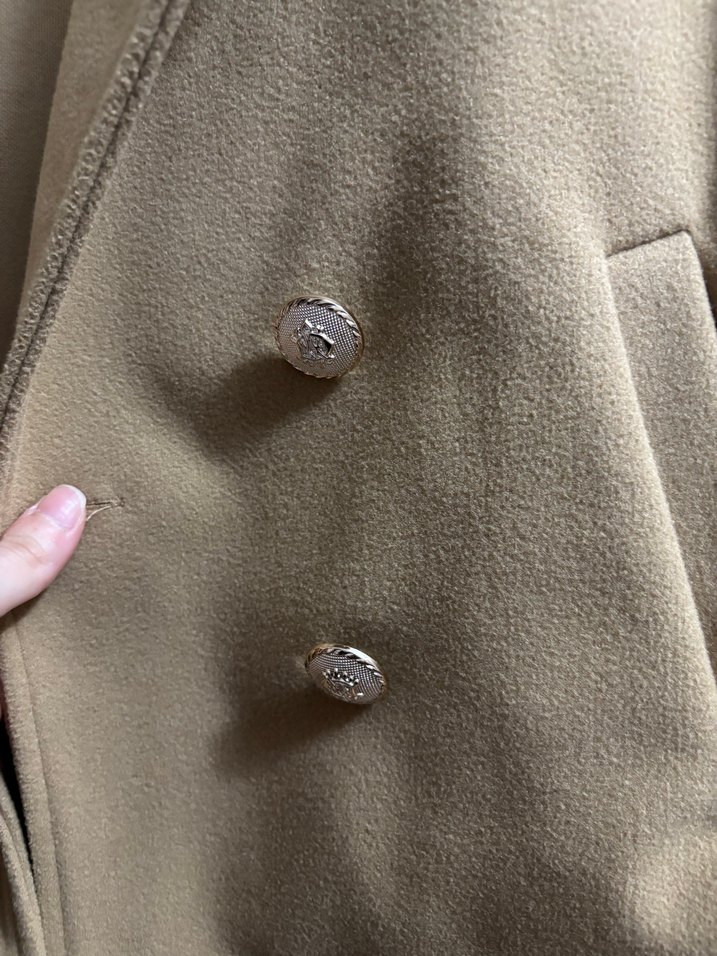 Düğmeli Bej Mini Kadın Ceket - Görsel 3