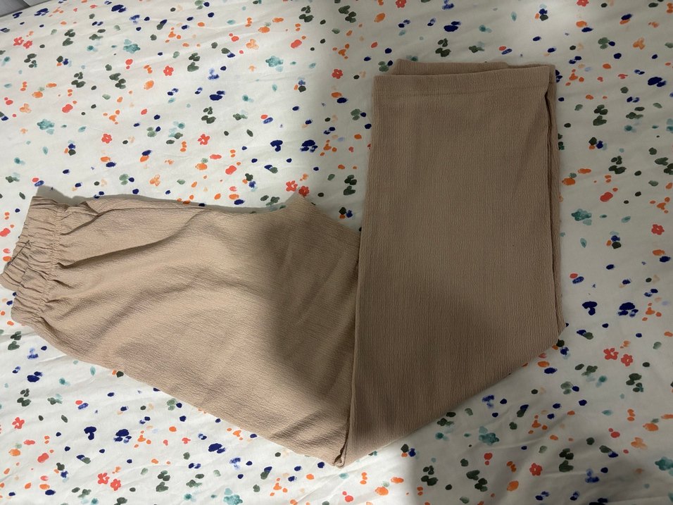 Bej Pilili Kadın Kumaş Pantolon - Görsel 4