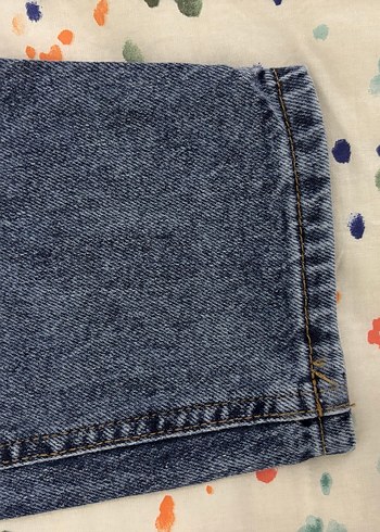 Kadın Mavi Tie-Dye Midi Denim Jean - Görsel 2