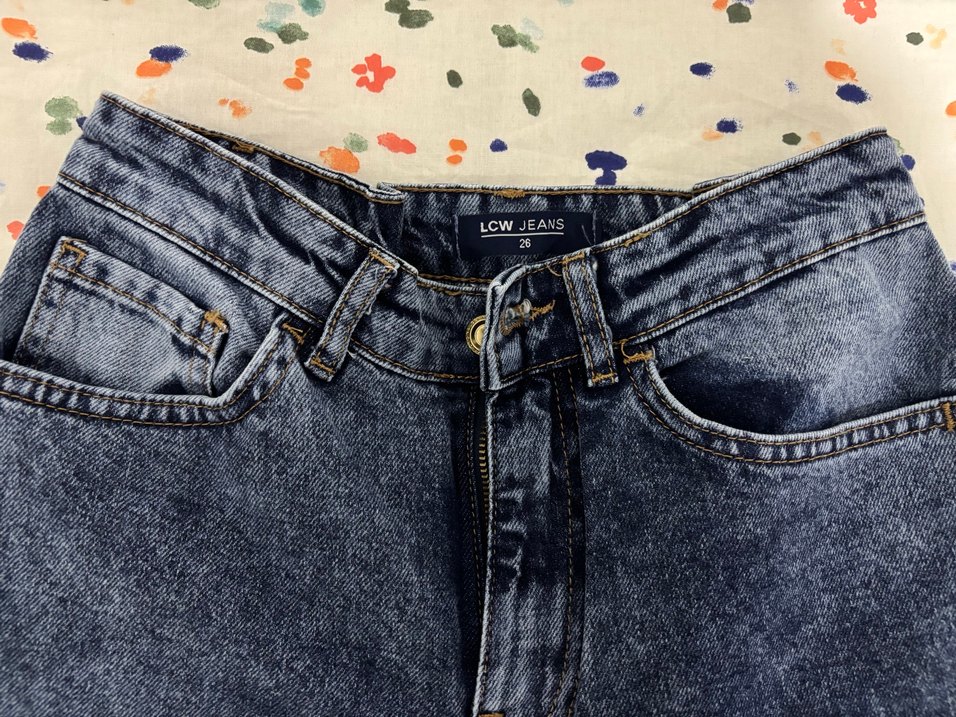 Kadın Mavi Tie-Dye Midi Denim Jean - Görsel 3