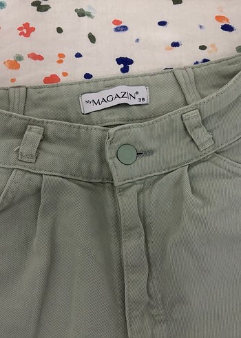 Su Yeşili Kadın Bol Kesim Kot Pantolon - Görsel 3