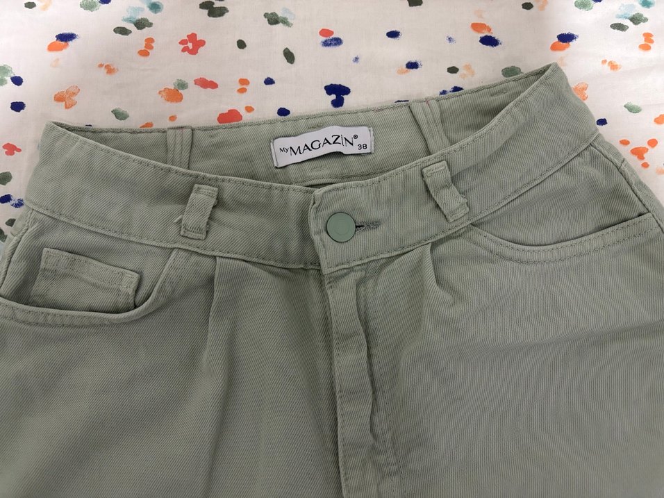 Su Yeşili Kadın Bol Kesim Kot Pantolon - Görsel 3