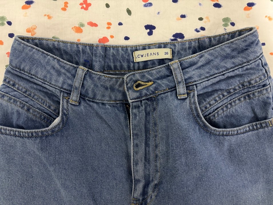 Kadın Mavi Midi Boy Bol Kesim Kot Pantolon - Görsel 3