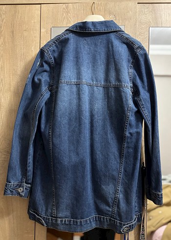 Düğmeli Mavi Kadın Kot Ceket - Görsel 2