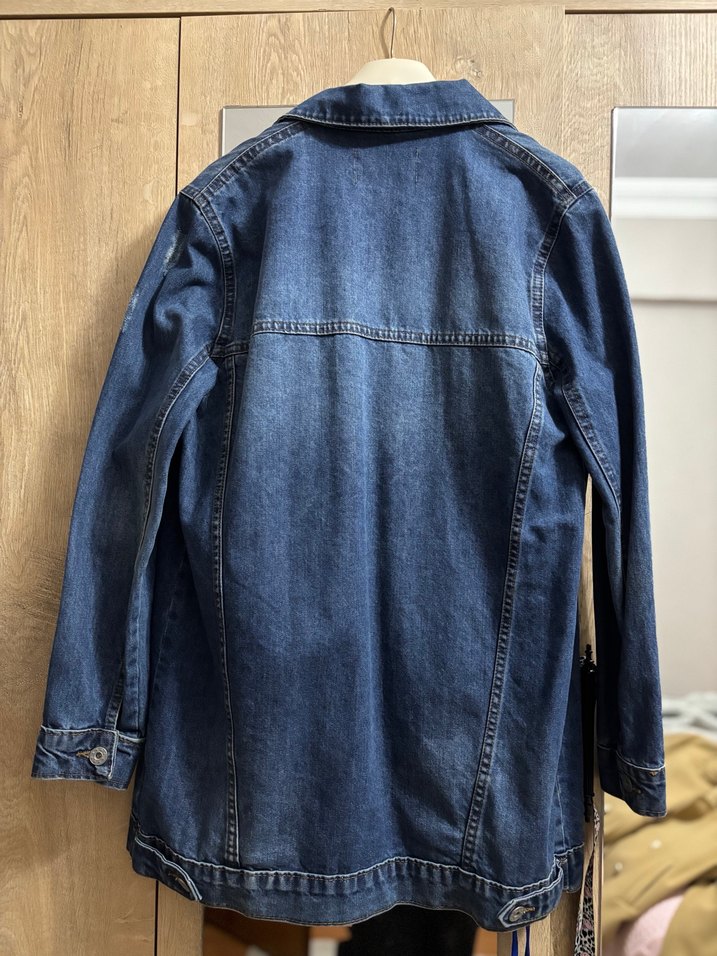 Düğmeli Mavi Kadın Kot Ceket - Görsel 2