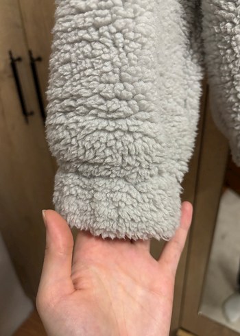 Gri Kadın Peluş Rahat Ceket - Görsel 4