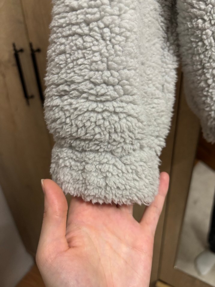 Gri Kadın Peluş Rahat Ceket - Görsel 4