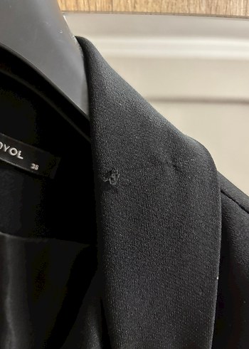 Düğmeli Siyah Midi Ofis Blazeri - Görsel 4