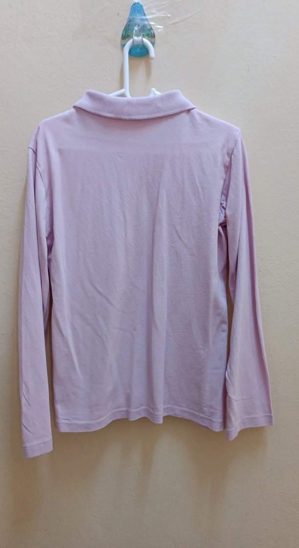 Kız Çocuk Pembe Uzun Kollu Polo Tişört - Görsel 5