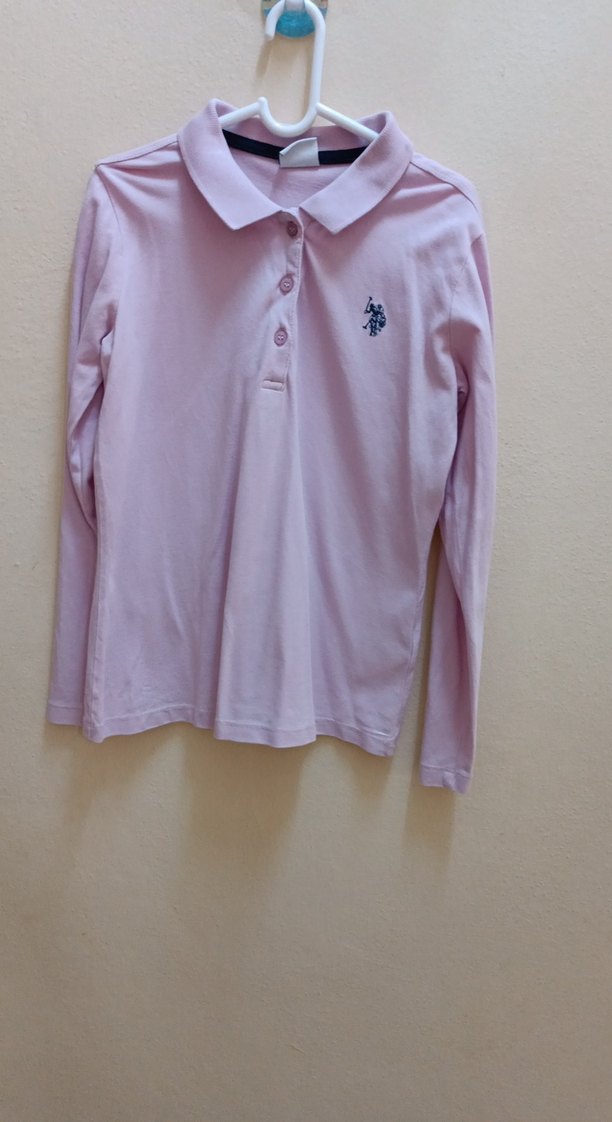 Kız Çocuk Pembe Uzun Kollu Polo Tişört - Görsel 2