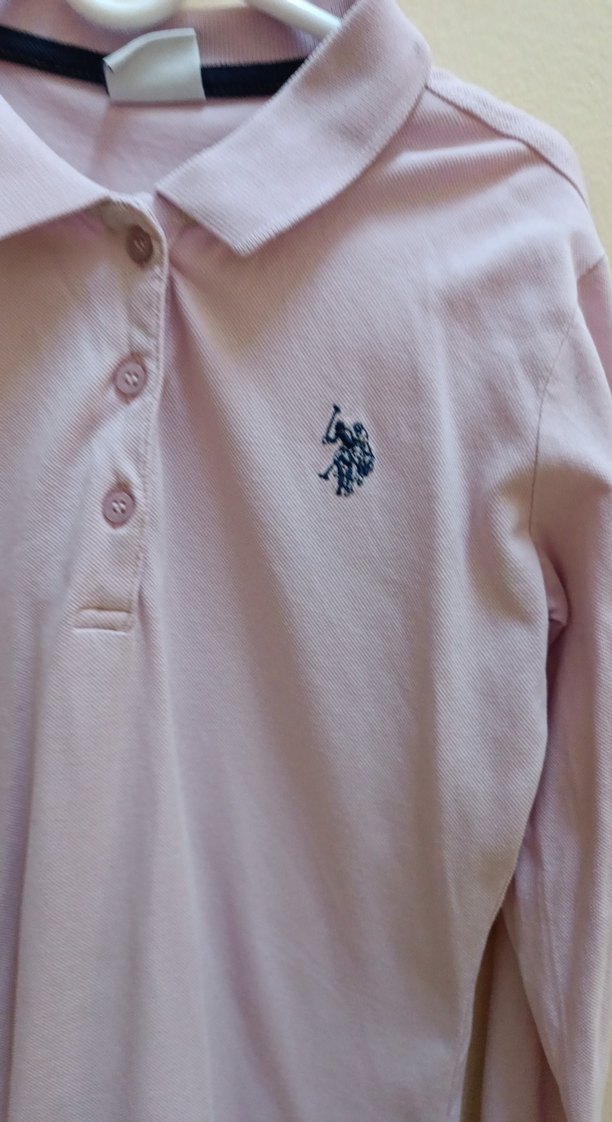 Kız Çocuk Pembe Uzun Kollu Polo Tişört - Görsel 3