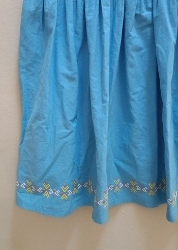 Kız Çocuk Mavi Pamuklu Bohem Elbise - Görsel 3