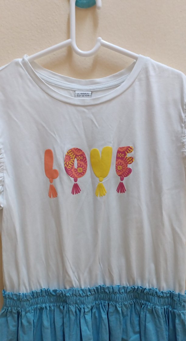 Kız Çocuk Mavi Pamuklu Bohem Elbise - Görsel 5