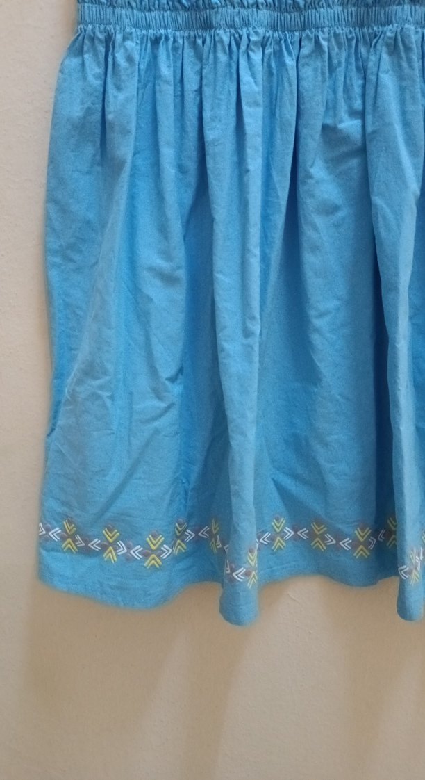 Kız Çocuk Mavi Pamuklu Bohem Elbise - Görsel 3