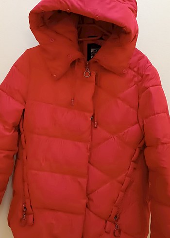 Kırmızı Fermuarlı Kadın Kışlık Mont - Görsel 3