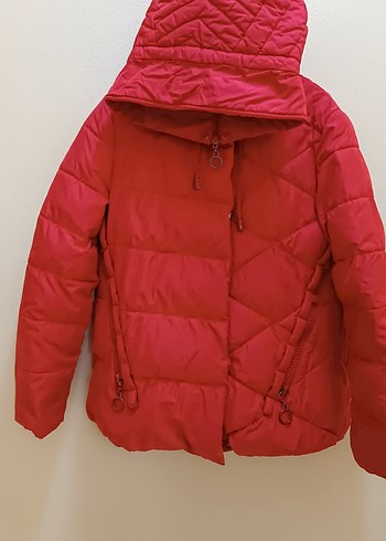 Kırmızı Fermuarlı Kadın Kışlık Mont - Görsel 2