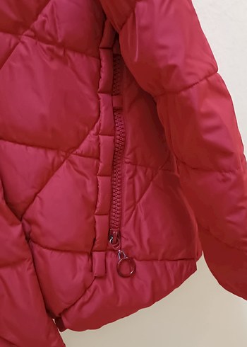 Kırmızı Fermuarlı Kadın Kışlık Mont - Görsel 5