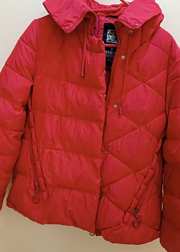 Kırmızı Fermuarlı Kadın Kışlık Mont - Görsel 11